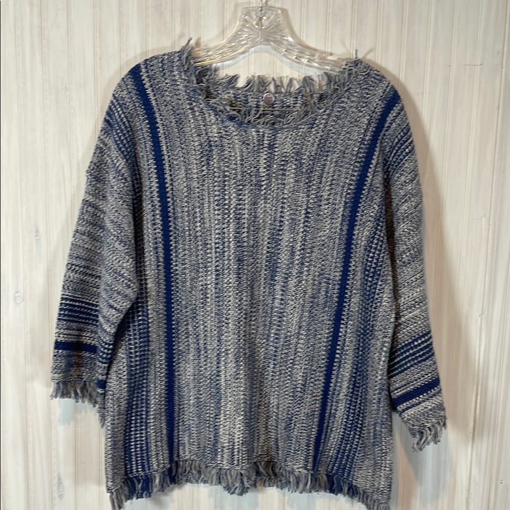 Margaret O'Leary Blue and Gray Striped Sweater